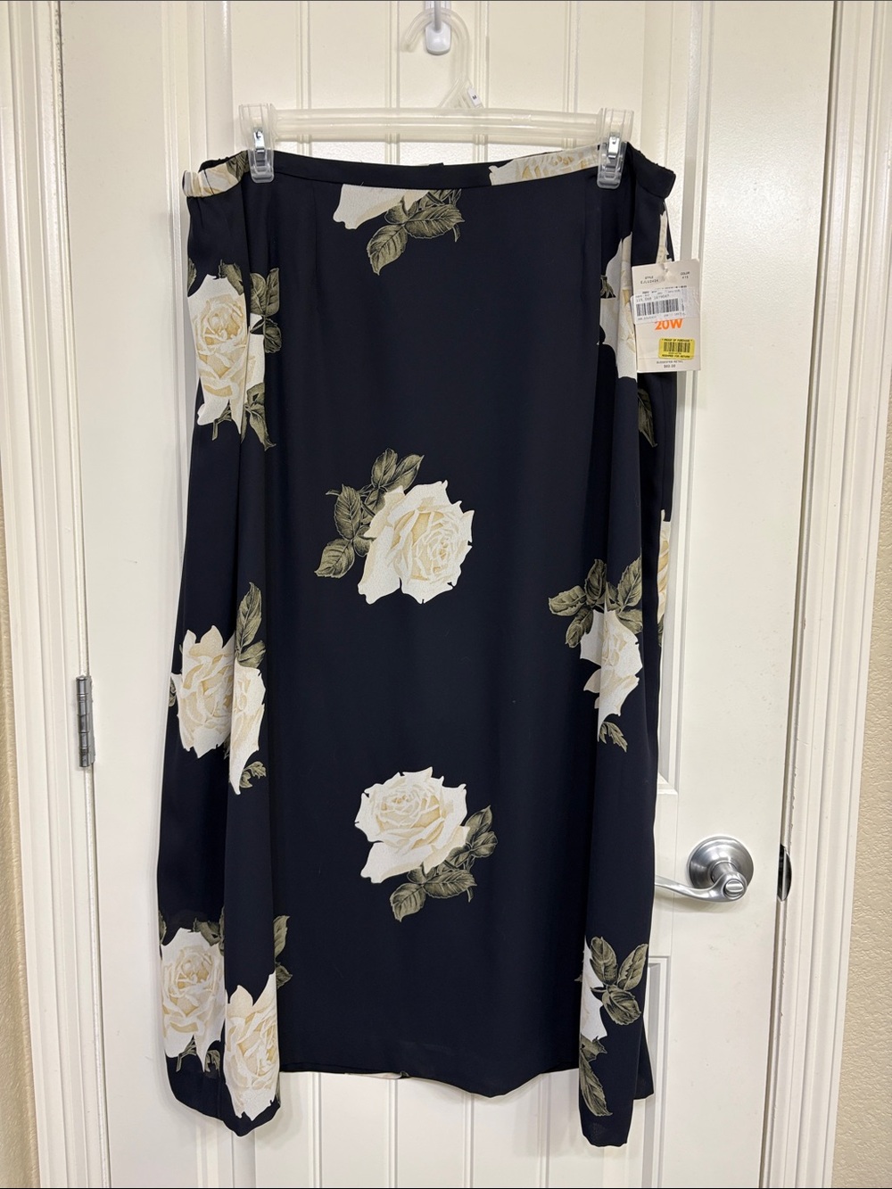 NWT Emma James Navy Floral Maxi Skirt with Cream Rose Print